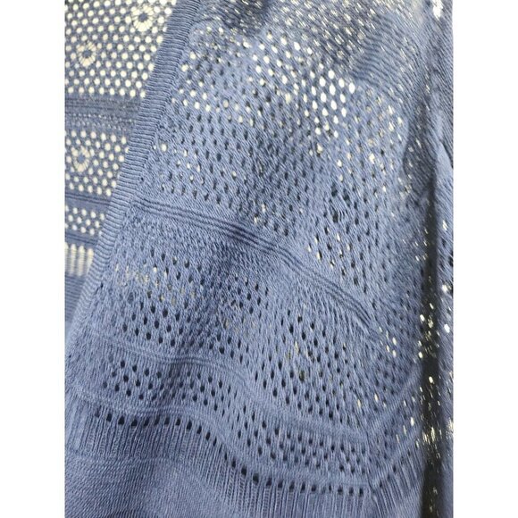 Lane Bryant Womens Cardigan 22/24 Plus Open Front Ruffle Sleeve Crochet Contrast - Picture 7 of 10